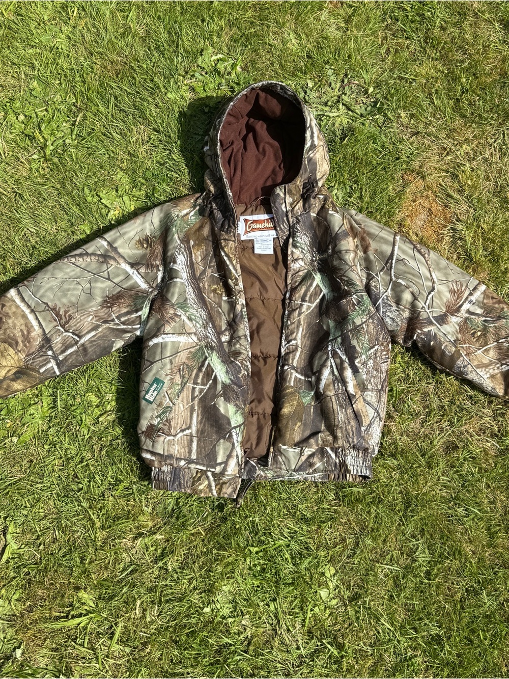 Camouflage Hooded Raincoat Jacket in Brown & Green